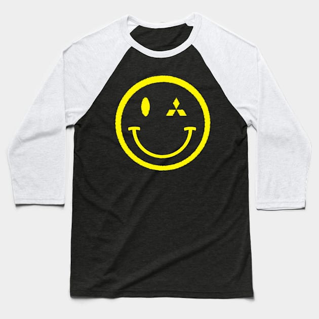 Mitsubishi Smily Face Baseball T-Shirt by CONRADWELLS14M